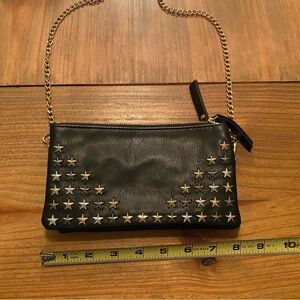 Black Gold Star-Studded Chain Crossbody Bag